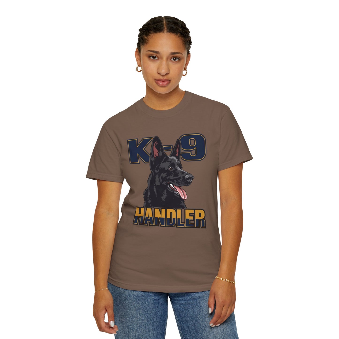 Black German Shepherd K-9 Handler T-Shirt, Garment-Dyed Unisex Tee for Dog Lovers