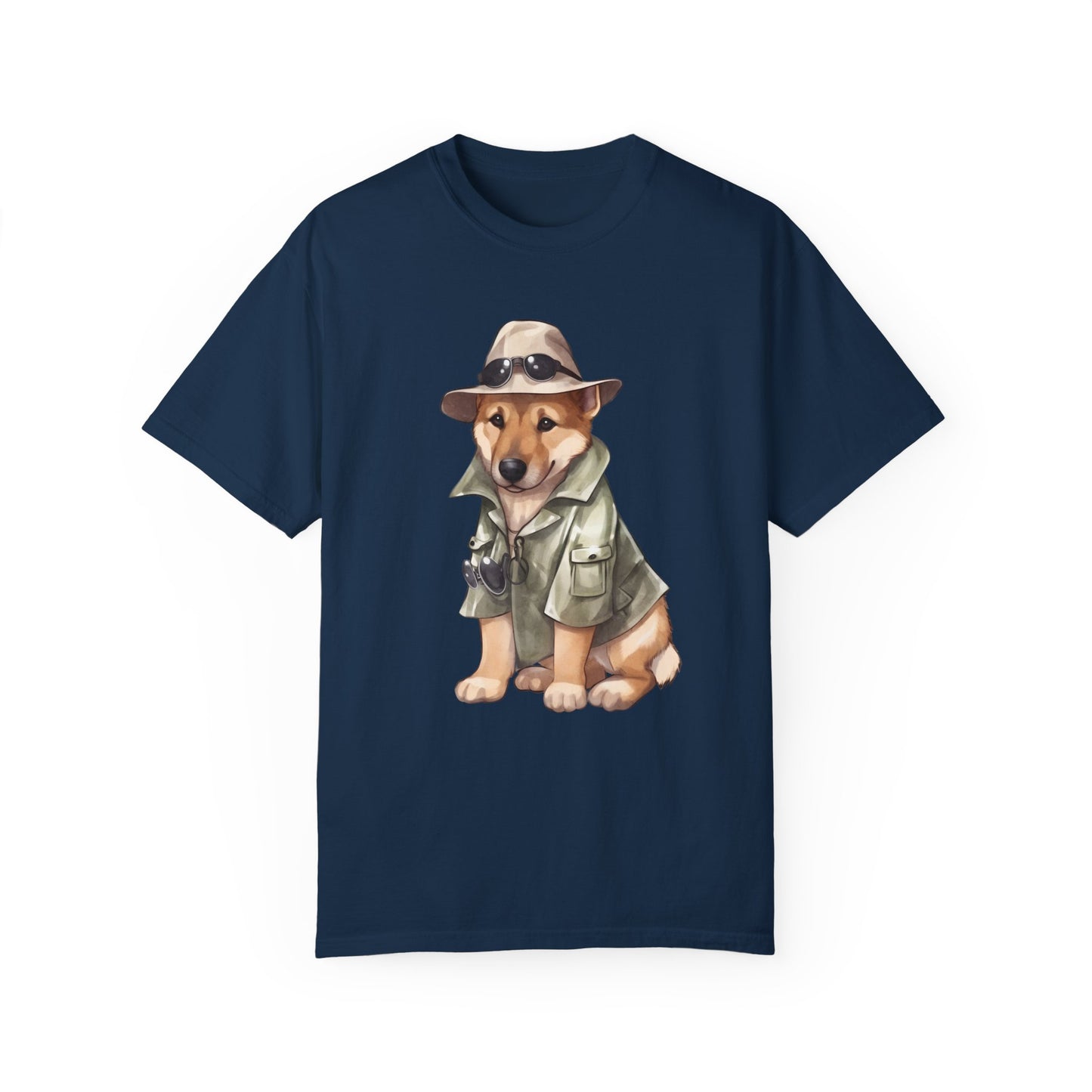 Unisex Dog Lover T-Shirt With a Graphic of German Shepherd Wearing Detector's Hat and Costume