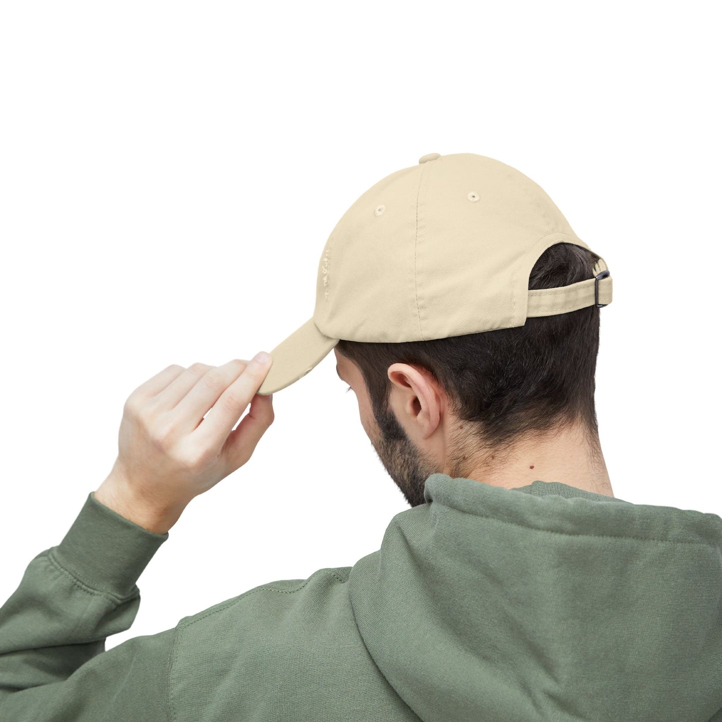 Unisex Distressed Cap Featuring a Trainer Leading German Shepherd, Dog Trainer Gift