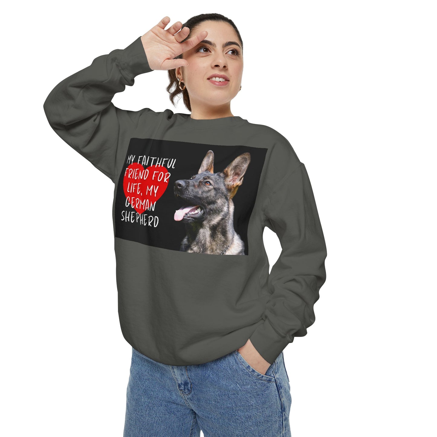 My Faithful Friend German Shepherd Sweatshirt | Unisex Garment-Dyed Pullover for Dog Lovers