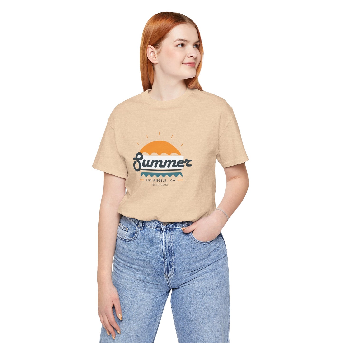 Summer Vibes Unisex Jersey Short Sleeve Tee, Beach Shirt, Casual Summer Wear, Gift for Friends, Coastal Adventure Top, LA Style Tee
