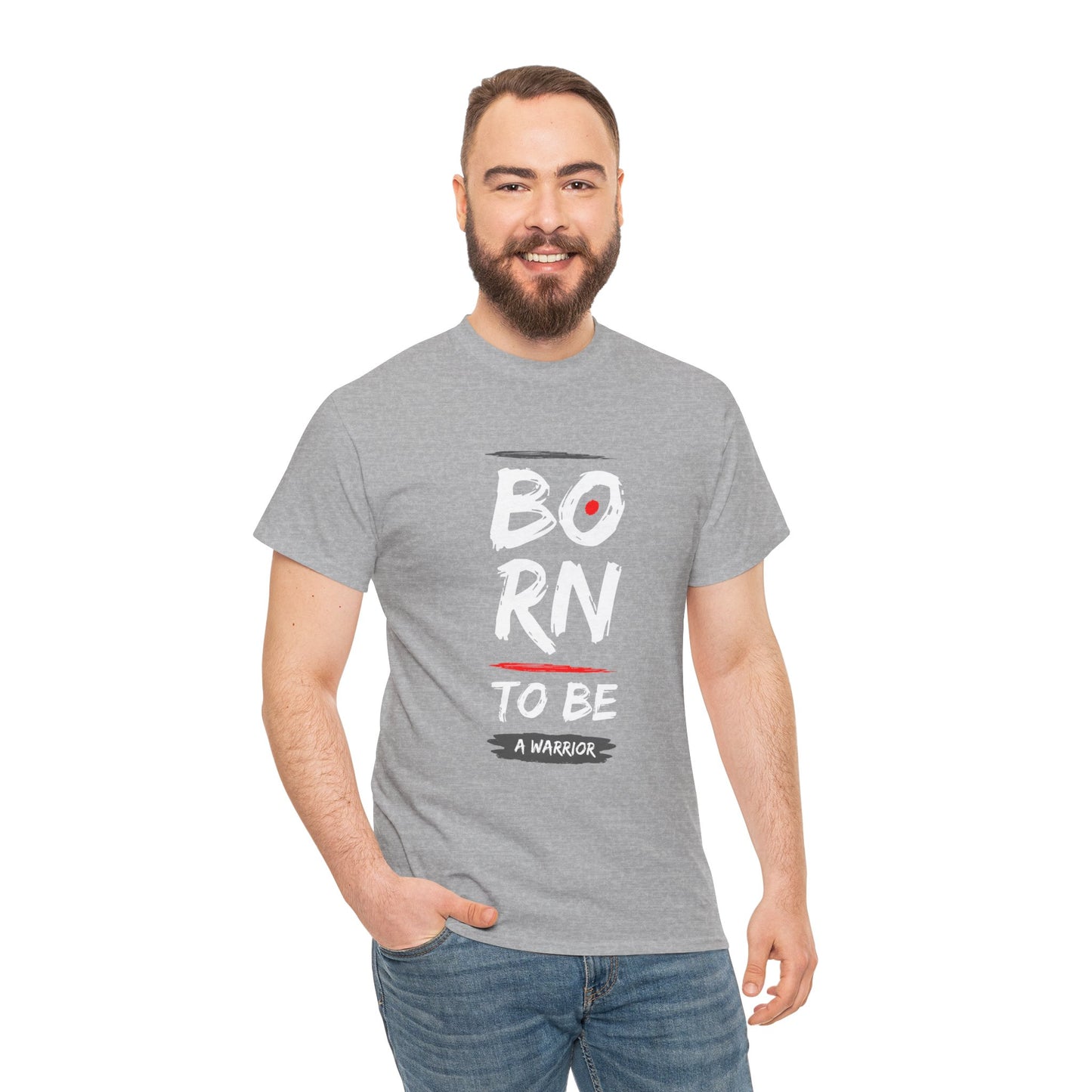 Born to Be a Warrior Unisex Heavy Cotton Tee, Inspirational Shirt for Veterans, Motivational Gift, Fitness Apparel, Casual Wear