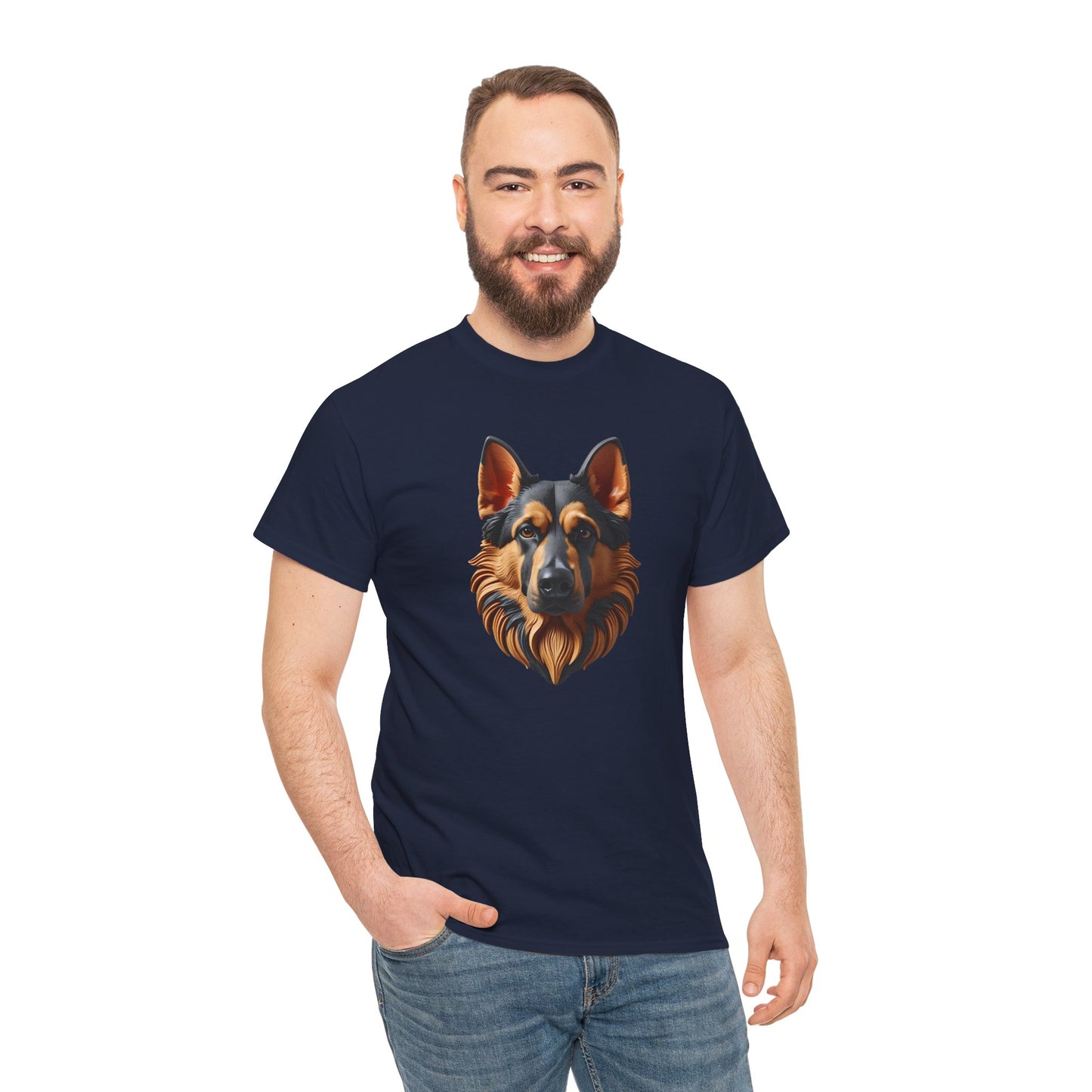 German Shepherd Lover Tee With 3D Design, Unisex Cotton Shirt, Dog T-Shirt, Pet Lovers Gift, Animal Enthusiast Apparel