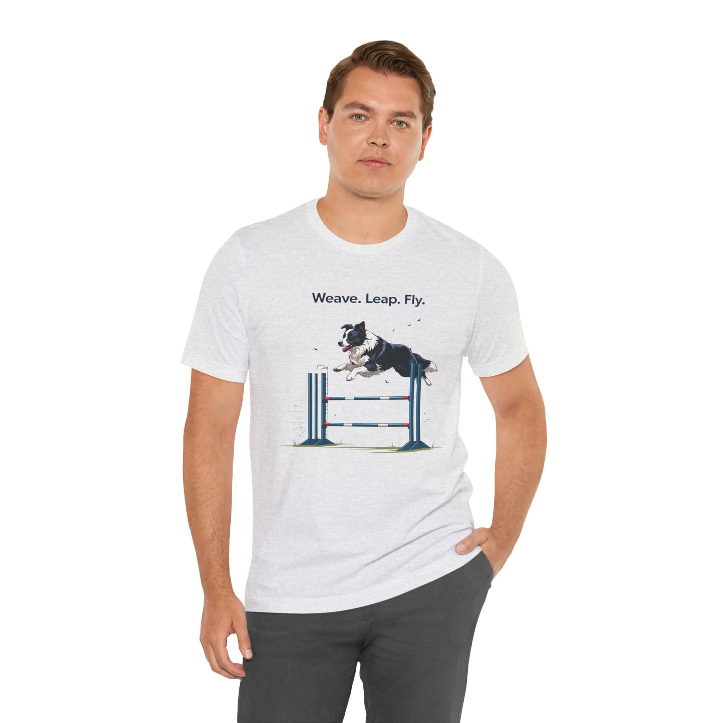 Dog Agility Spirit T-Shirt, Weave Leap Fly Tee, Gifts for Dog Lovers, Pet Enthusiasts, Animal Lovers T-Shirt, Casual Wear, Dog Show Gear
