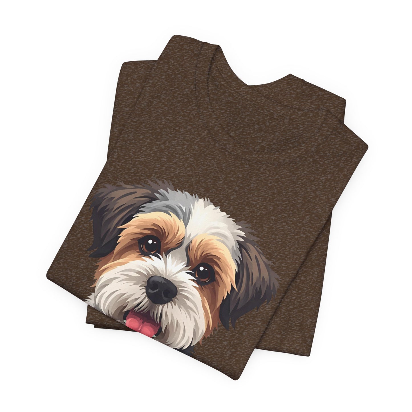Unisex Dog Lover T-Shirt Featuring a 3D Design of Cute Fluffy Bichon Frise Mix | Gift for Dog Owners