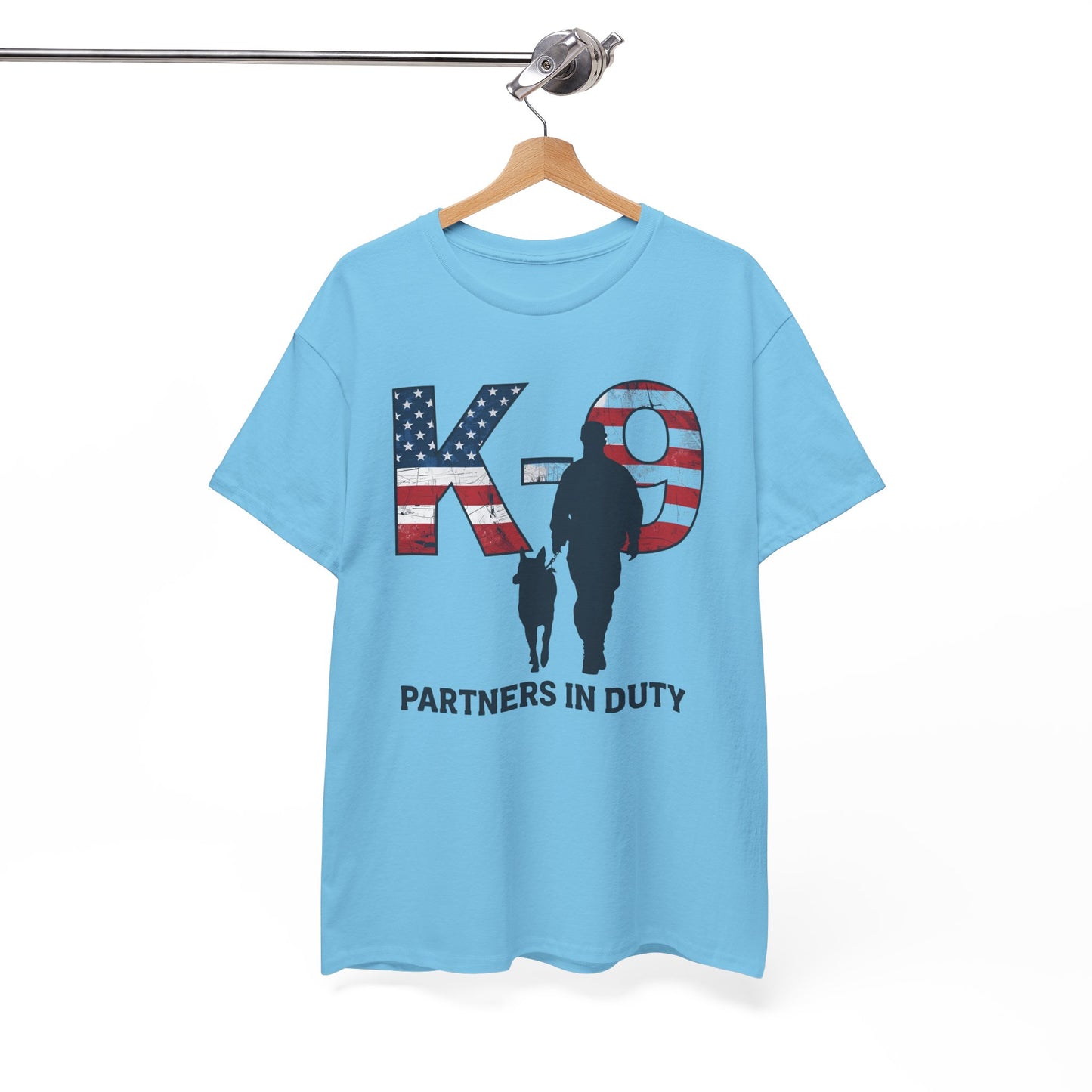Patriotic K-9 T-Shirt - Partners in Duty Tee | Unisex Heavy Cotton Tee for Dog Lovers, Military Support, Gifts for Dog Handlers