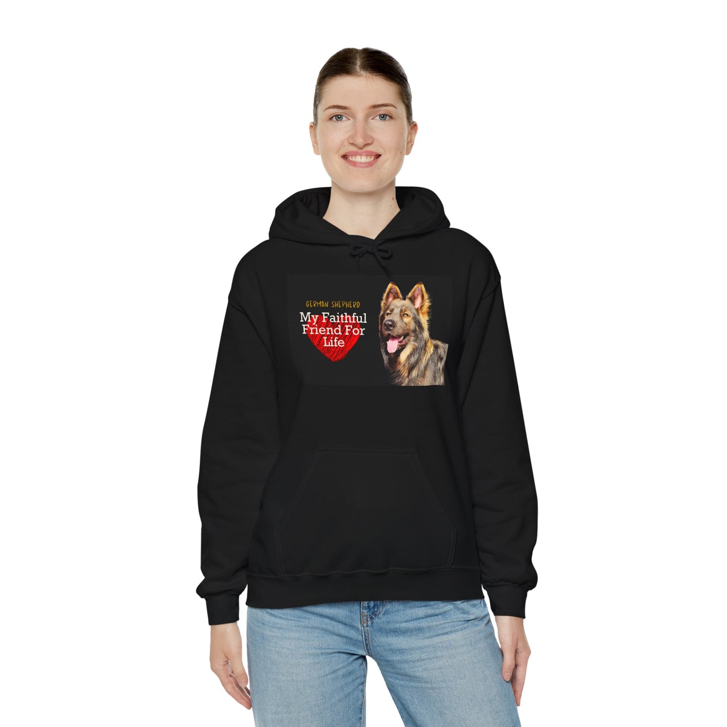 Unisex Dog Lover Hoodie With Old-fashioned German Shepherd and Quote My Faithful Friend For Life