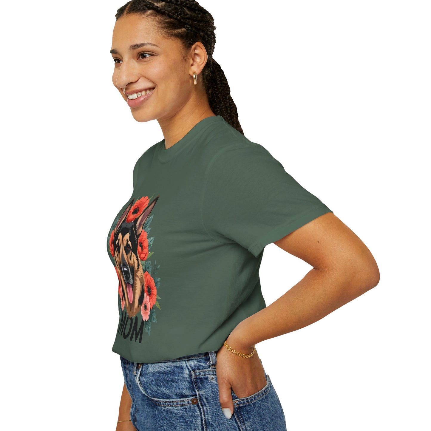 Floral German Shepherd Dog Mom T-Shirt, Perfect Gift for Dog Lovers, Mother’s Day, Birthday, Casual Wear, Comfortable Everyday Tee