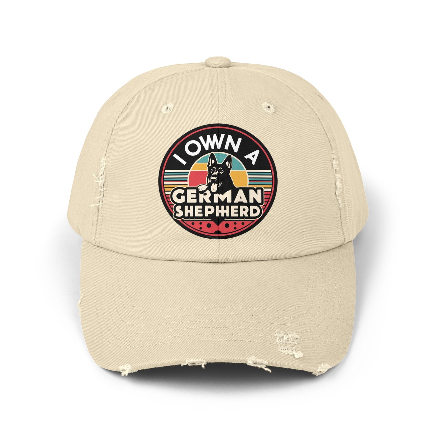 German Shepherd Distressed Cap With Retro Vintage Background - Pet Owner Gift, Casual Everyday Wear