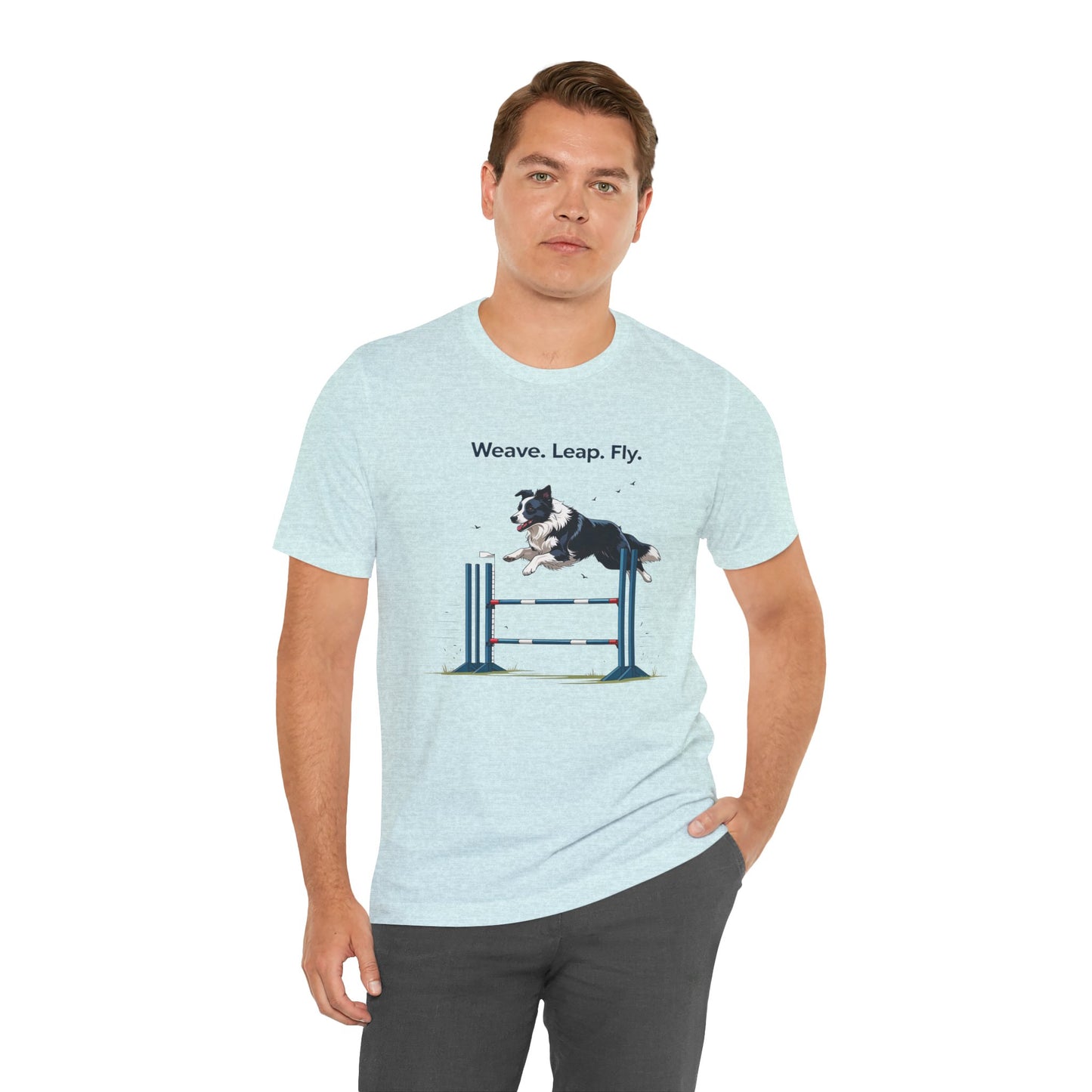 Dog Agility Spirit T-Shirt, Weave Leap Fly Tee, Gifts for Dog Lovers, Pet Enthusiasts, Animal Lovers T-Shirt, Casual Wear, Dog Show Gear