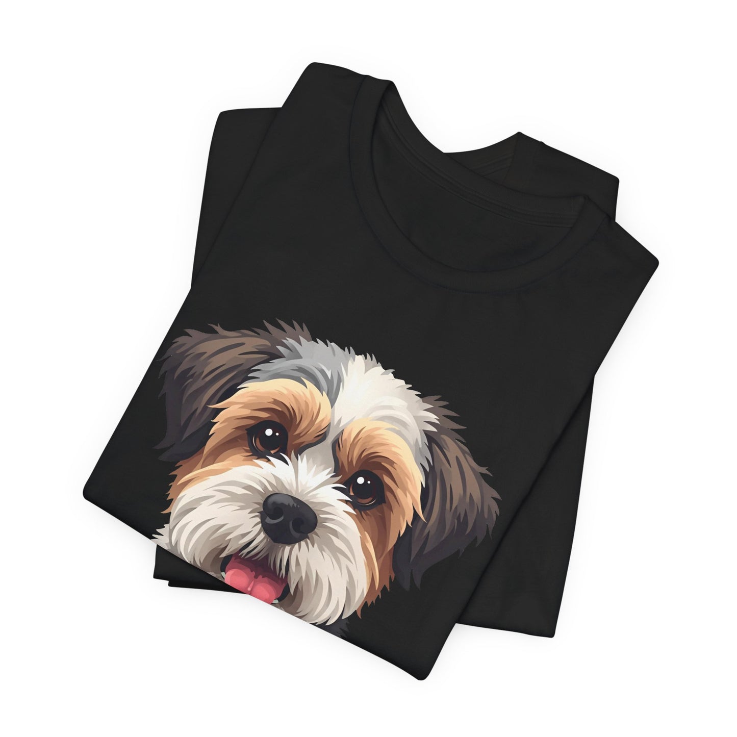 Unisex Dog Lover T-Shirt Featuring a 3D Design of Cute Fluffy Bichon Frise Mix | Gift for Dog Owners