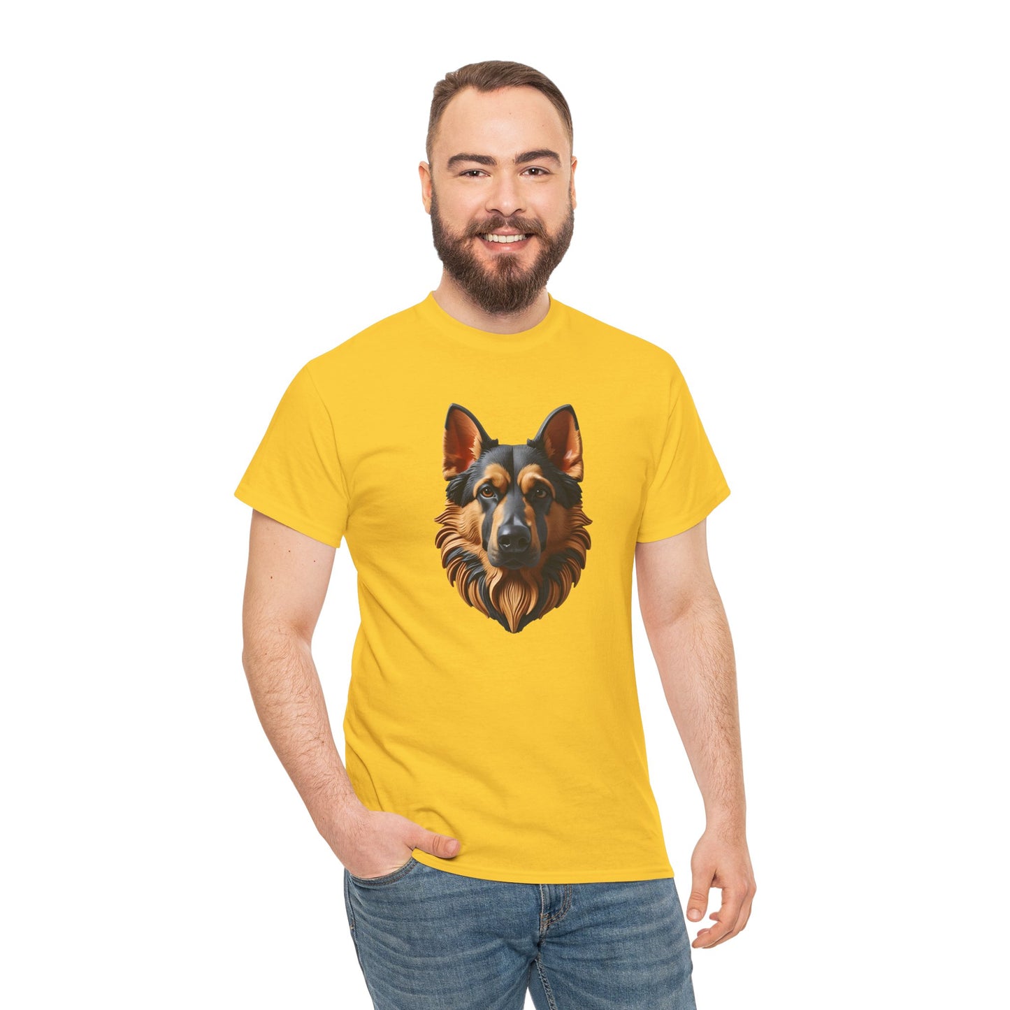 German Shepherd Lover Tee With 3D Design, Unisex Cotton Shirt, Dog T-Shirt, Pet Lovers Gift, Animal Enthusiast Apparel