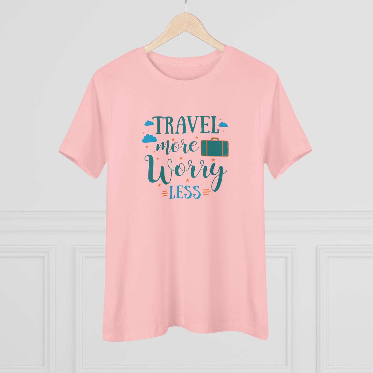 Travel More Worry Less Women's Cotton Tee, Travel Shirt, Vacation Top, Adventure Tee, Gift for Travelers