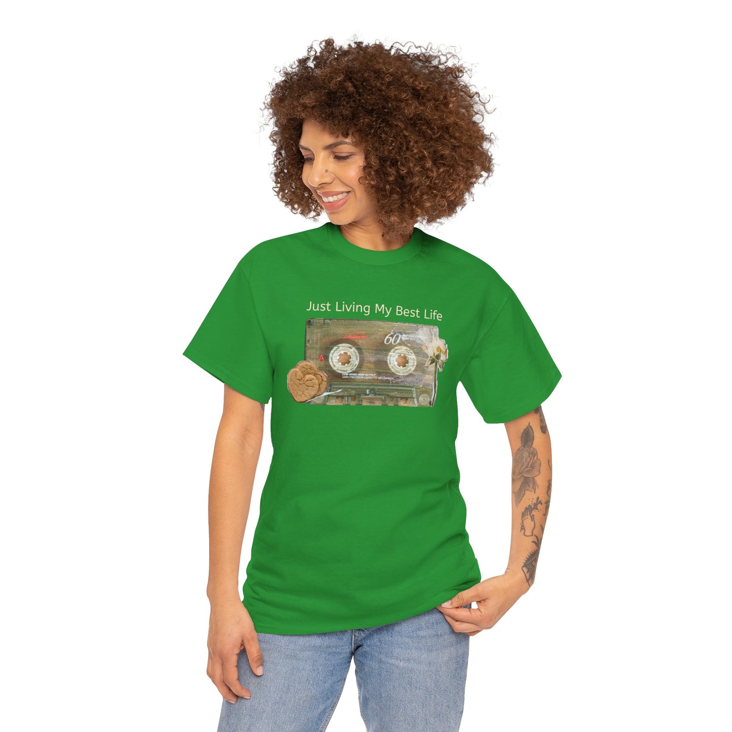 Just Living My Best Life Tee, Vintage Cassette T-Shirt, Casual Wear, Gift for Friends, Music Lover's Apparel