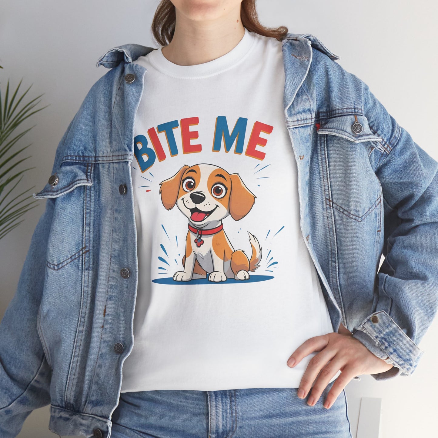 Playful Dog Lover Tee, Bite Me Unisex Cotton T-Shirt for Dog Trainers, Funny Gift for Dog Lovers, Cute Dog Apparel