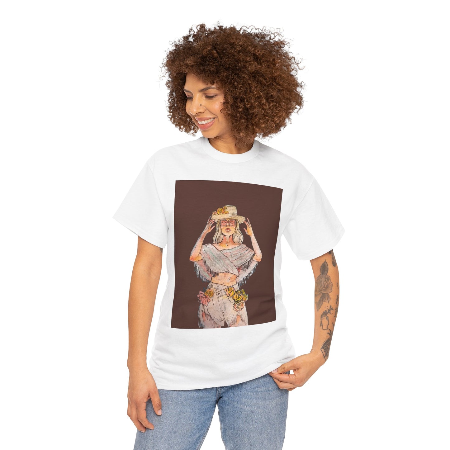 Bohemian Vibes Unisex Heavy Cotton Vintage Tee, Casual Wear, Summer Style Shirt, Gift for Her, Festival Outfit, Art-Inspired Apparel