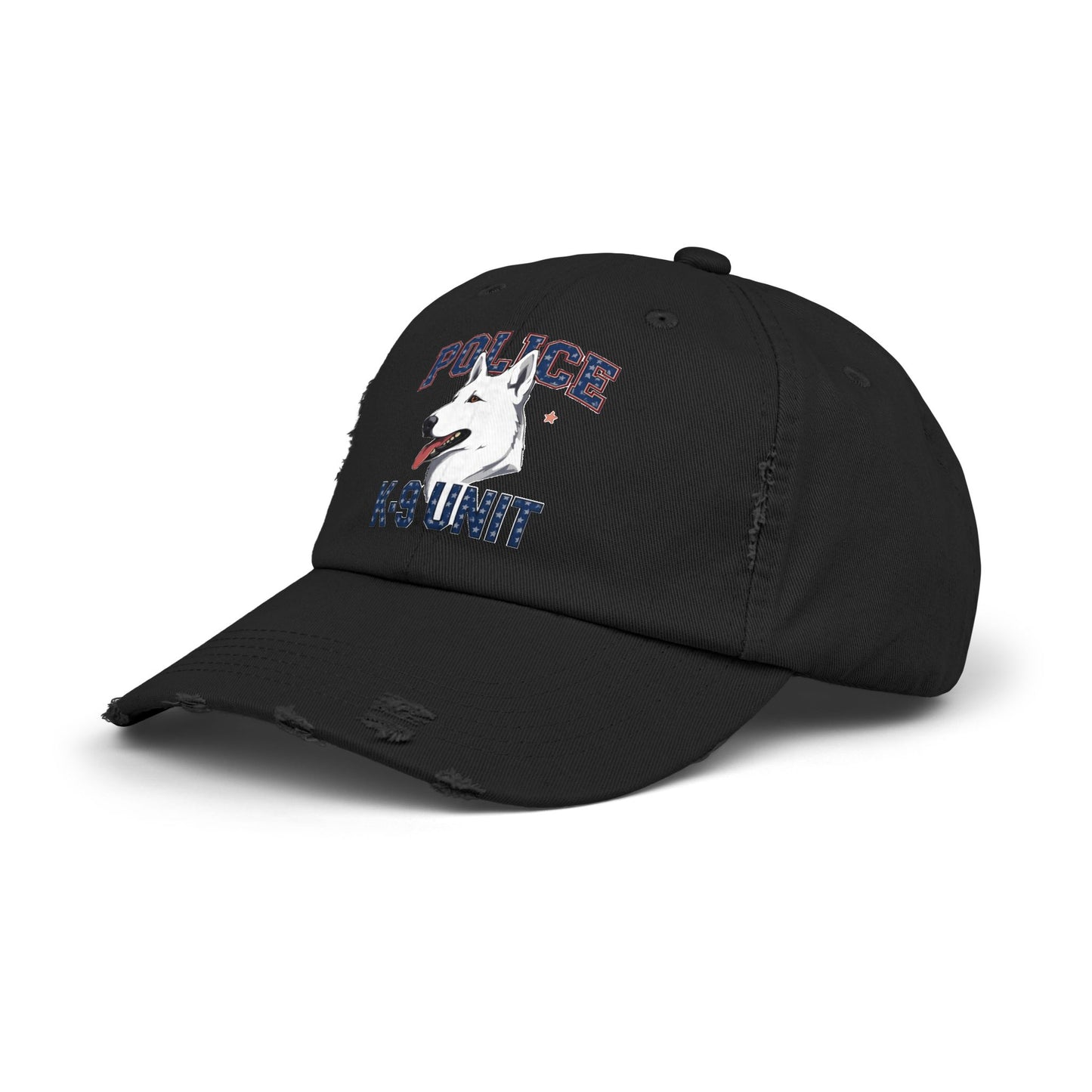 Unisex Distressed Cap with Police K9 Design Featuring German Shepherd, Trendy Dog Lover Hat, Perfect Gift for Police Supporters