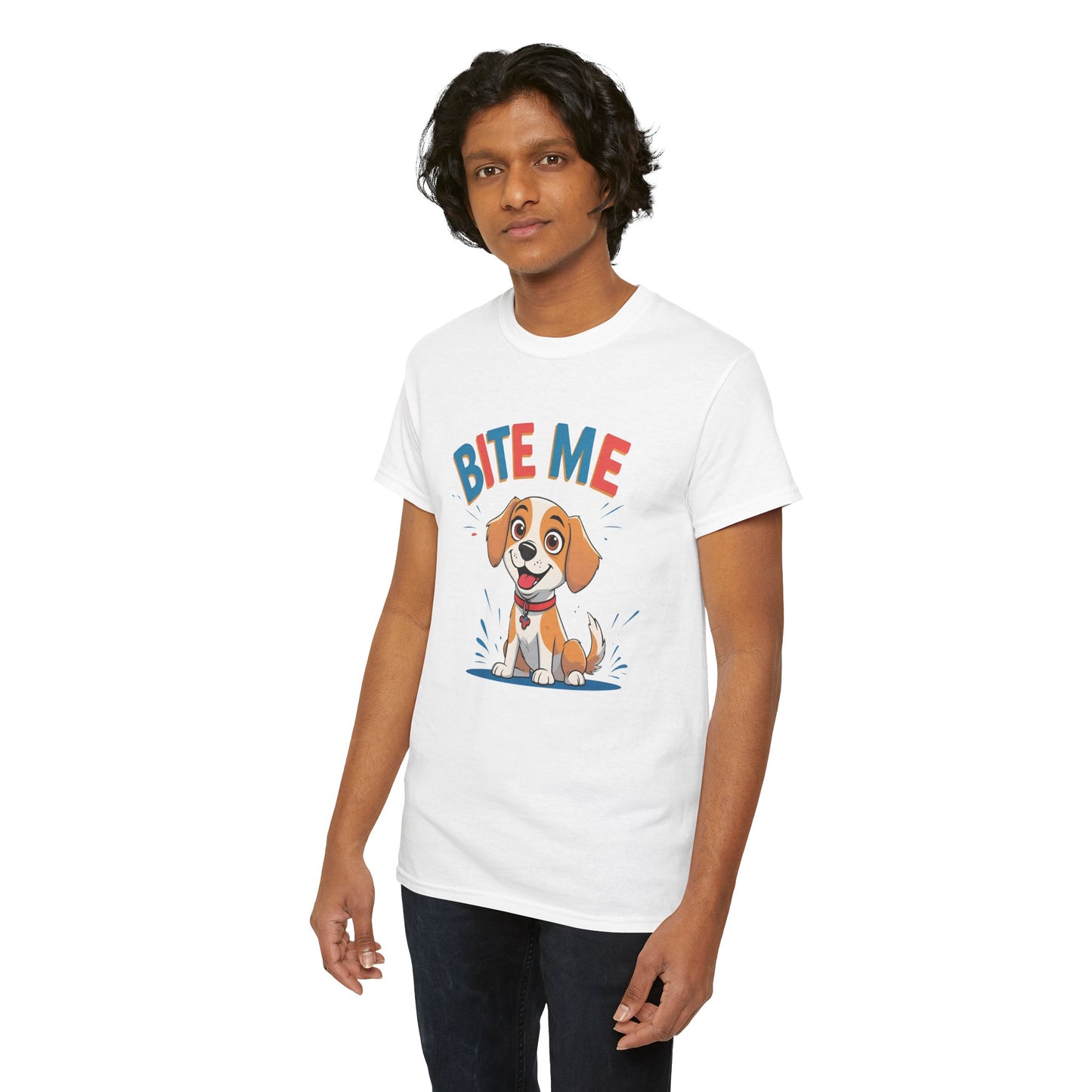 Playful Dog Lover Tee, Bite Me Unisex Cotton T-Shirt for Dog Trainers, Funny Gift for Dog Lovers, Cute Dog Apparel