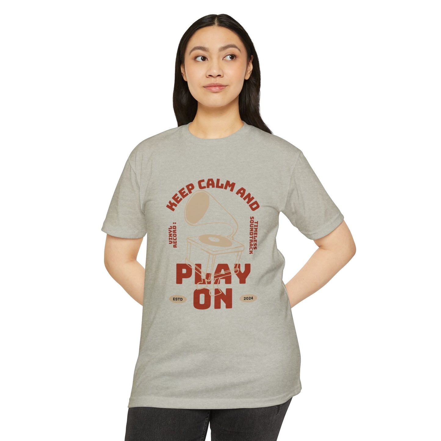 Retro Music Vibe T-Shirt, Unisex Tee, Gift for Music Lovers, Keep Calm and Play On Shirt, Casual Summer Wear, Music Themed Apparel