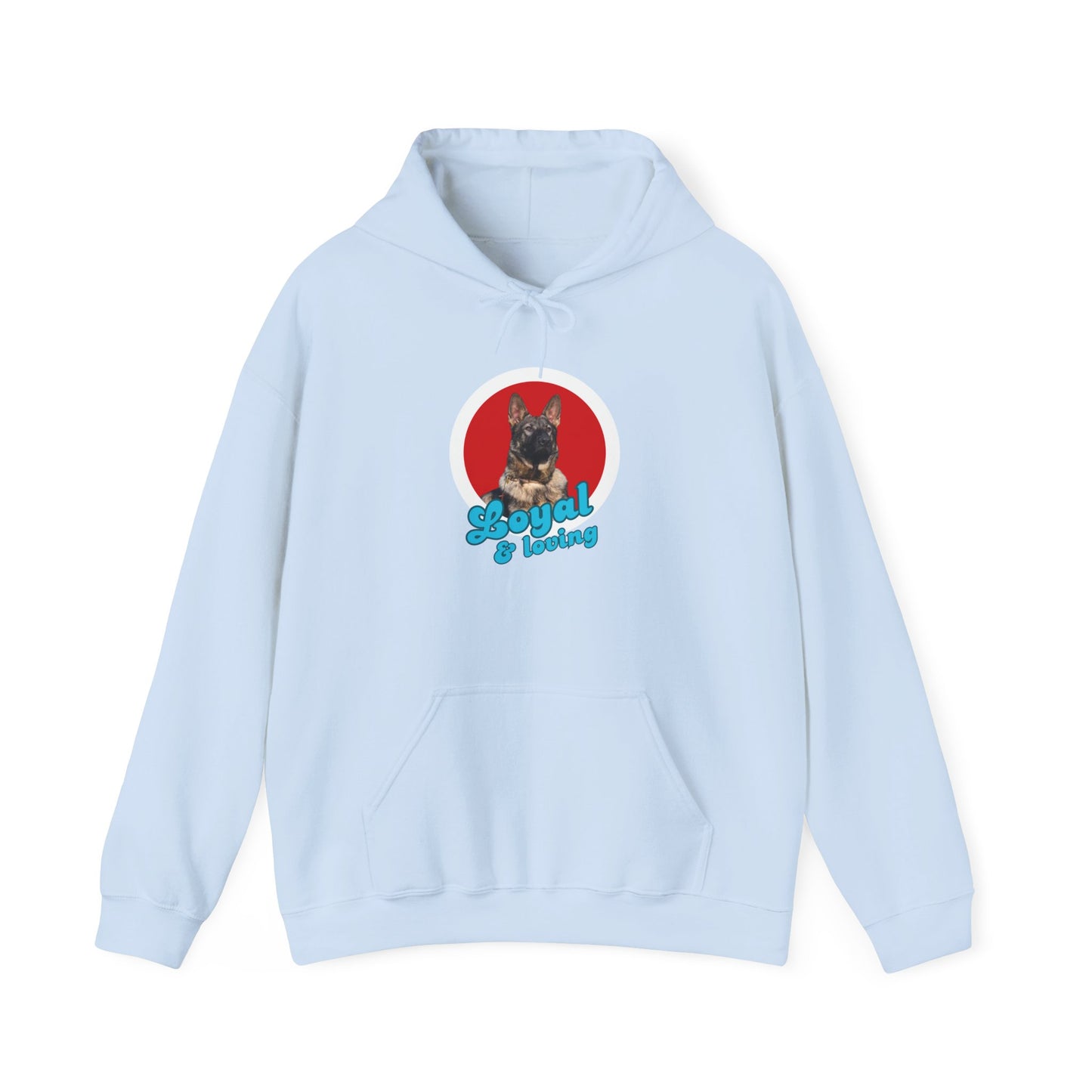 Unisex Dog Lover Hoodie With Close Up of Working Line German Shepherd and Caption Loyal & Loving