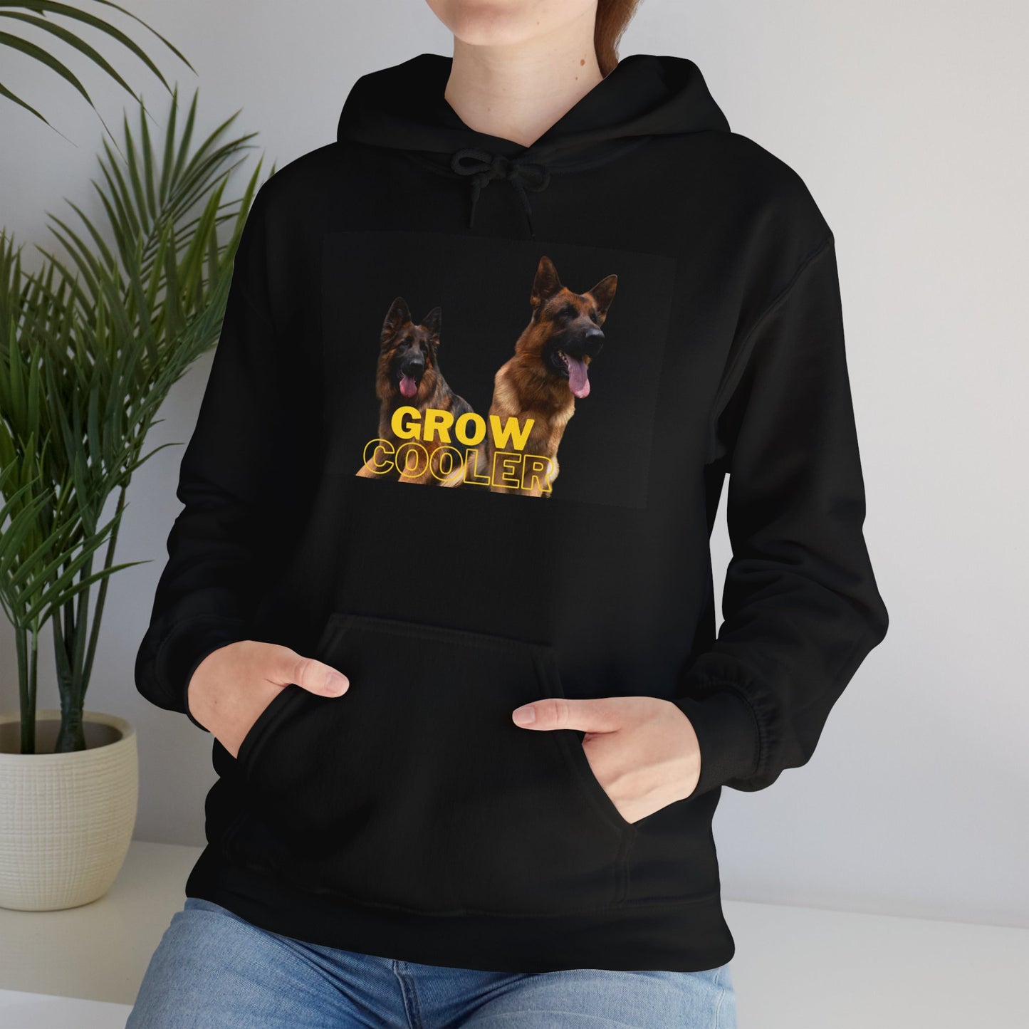 Unisex Dog Lover Hoodie With Two German Shepherds and Caption Grow Cooler