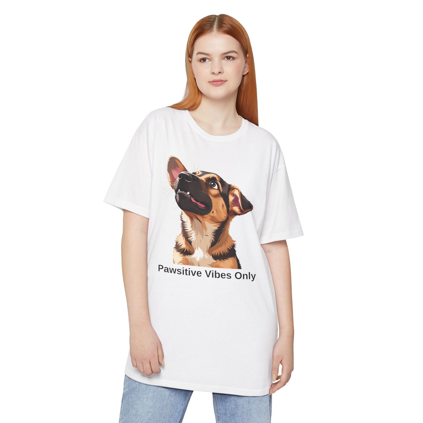 Pawsitive Vibes Only German Shepherd Puppy Urban Tee, Dog Lover Shirt, Casual Everyday Wear, Gift for Animal Lovers, Unique Graphic Tee