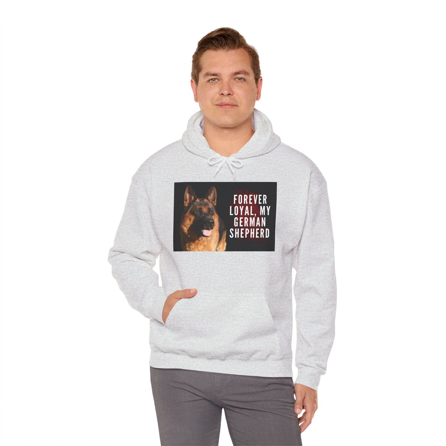 Unisex Dog Lover Hoodie With a German Shepherd and Caption Forever Loyal