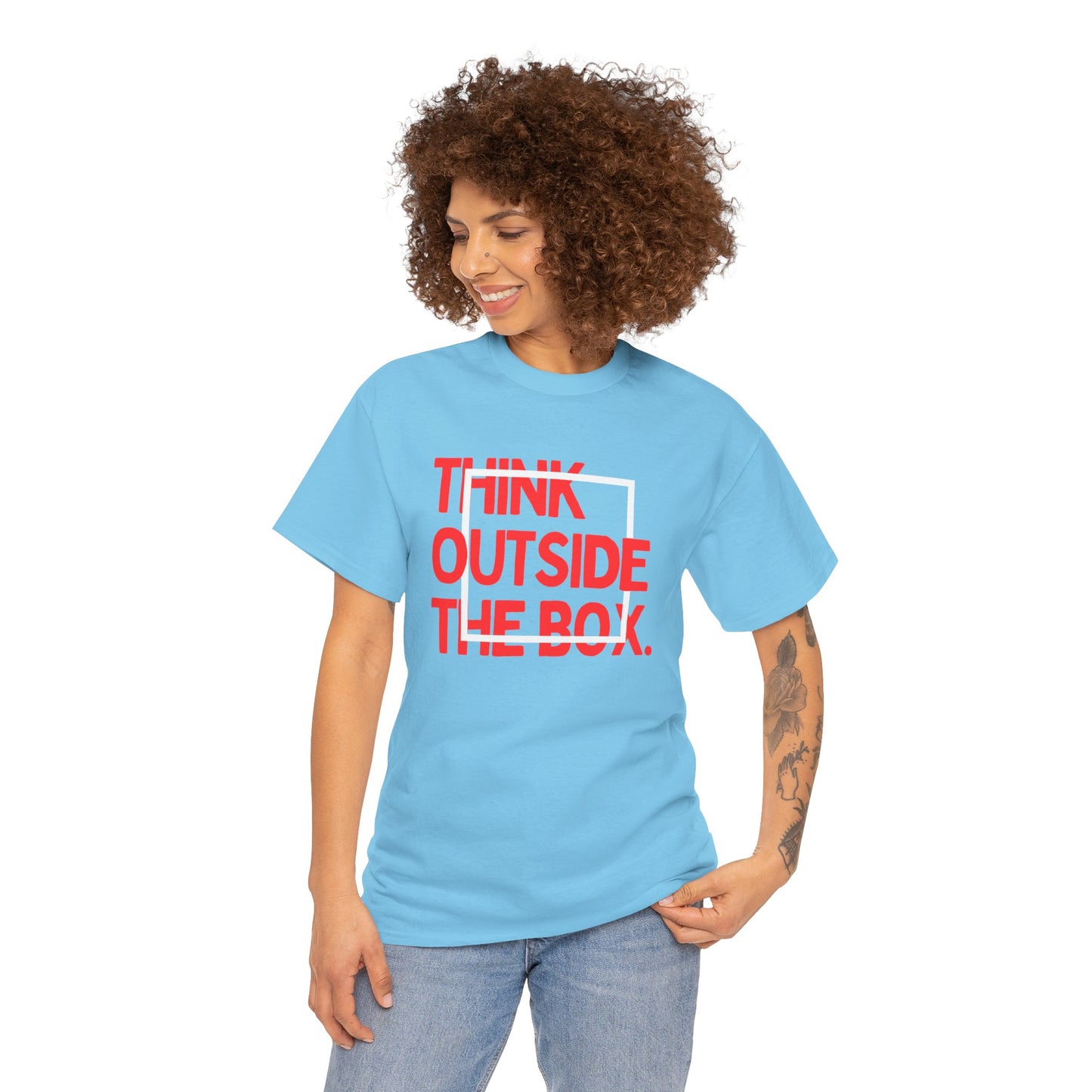 Creative Thinking Unisex Cotton Tee - Thin Out of Box, Inspirational Shirt, Motivational Gifts, Trendy Top for All Occasions, Perfect for Dreamers