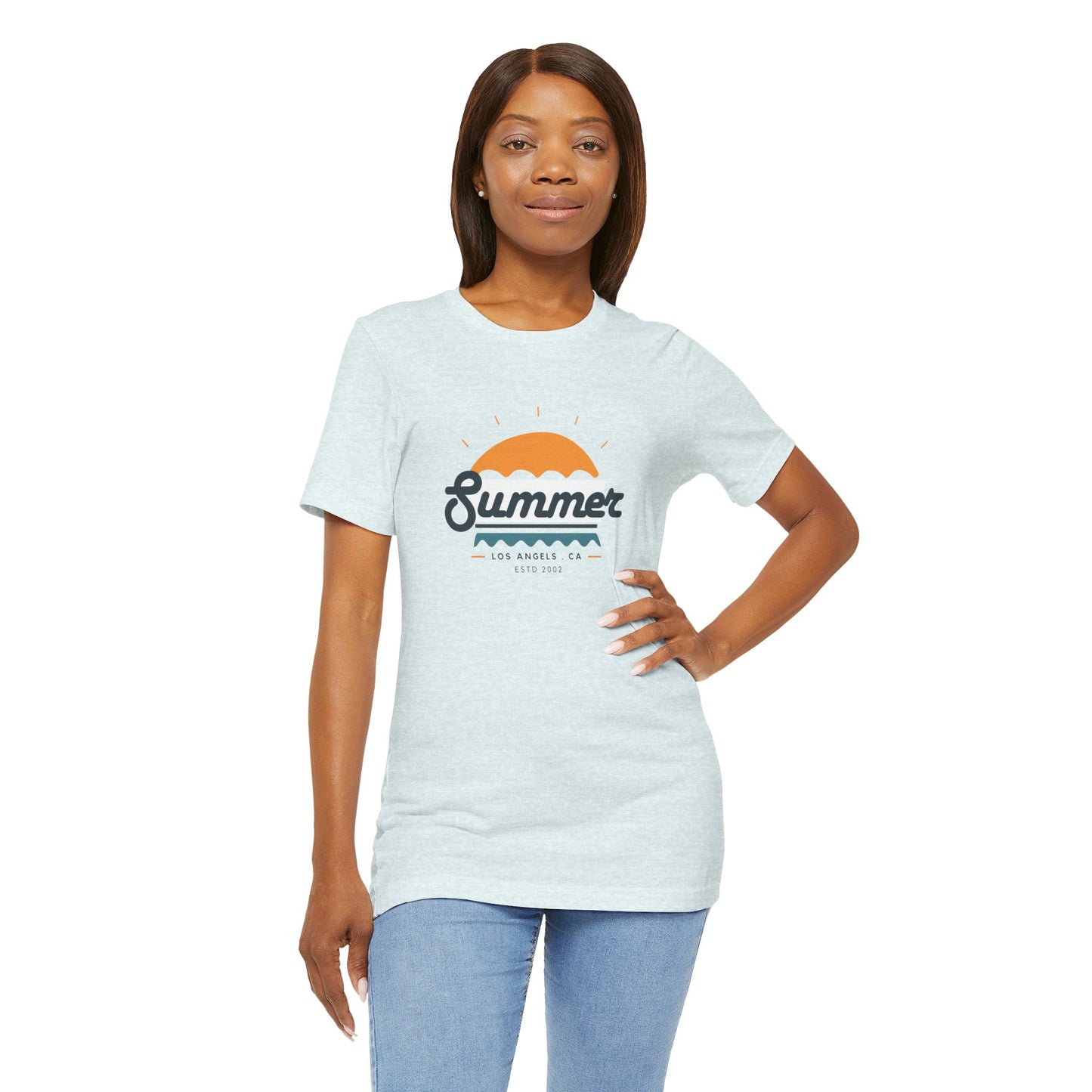 Summer Vibes Unisex Jersey Short Sleeve Tee, Beach Shirt, Casual Summer Wear, Gift for Friends, Coastal Adventure Top, LA Style Tee