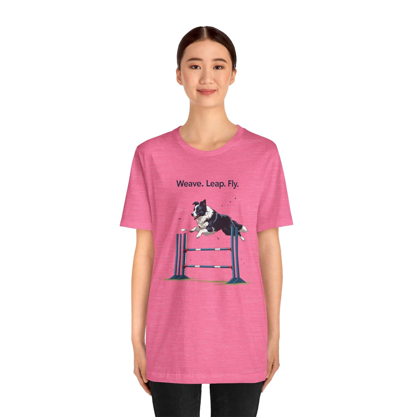 Dog Agility Spirit T-Shirt, Weave Leap Fly Tee, Gifts for Dog Lovers, Pet Enthusiasts, Animal Lovers T-Shirt, Casual Wear, Dog Show Gear
