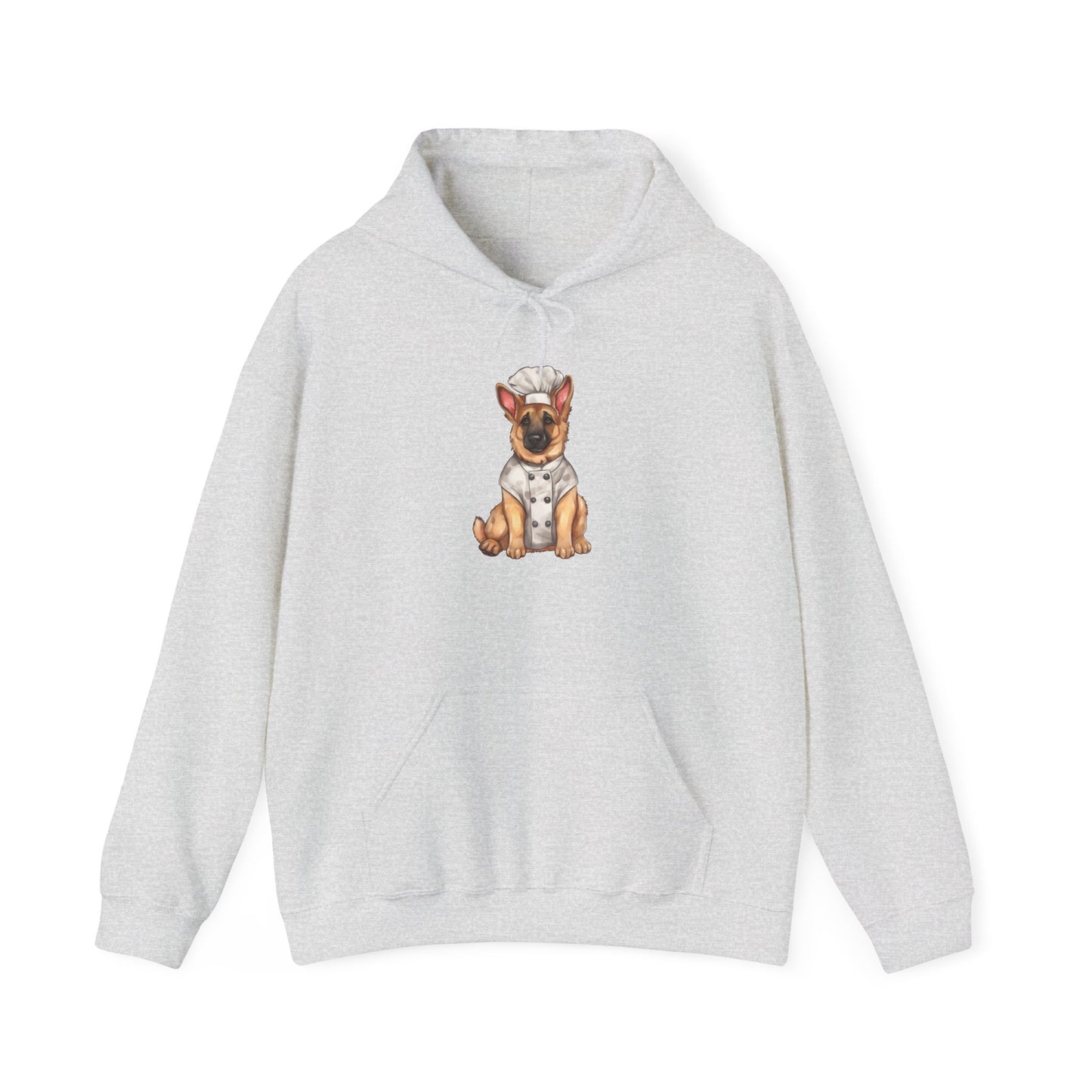 Unisex Dog Lover Hoodie With a Graphic of German Shepherd Wearing Chef Suit