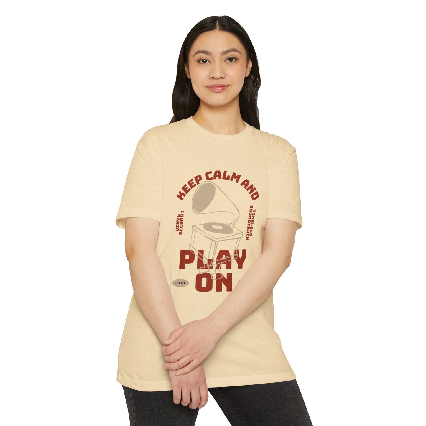 Retro Music Vibe T-Shirt, Unisex Tee, Gift for Music Lovers, Keep Calm and Play On Shirt, Casual Summer Wear, Music Themed Apparel