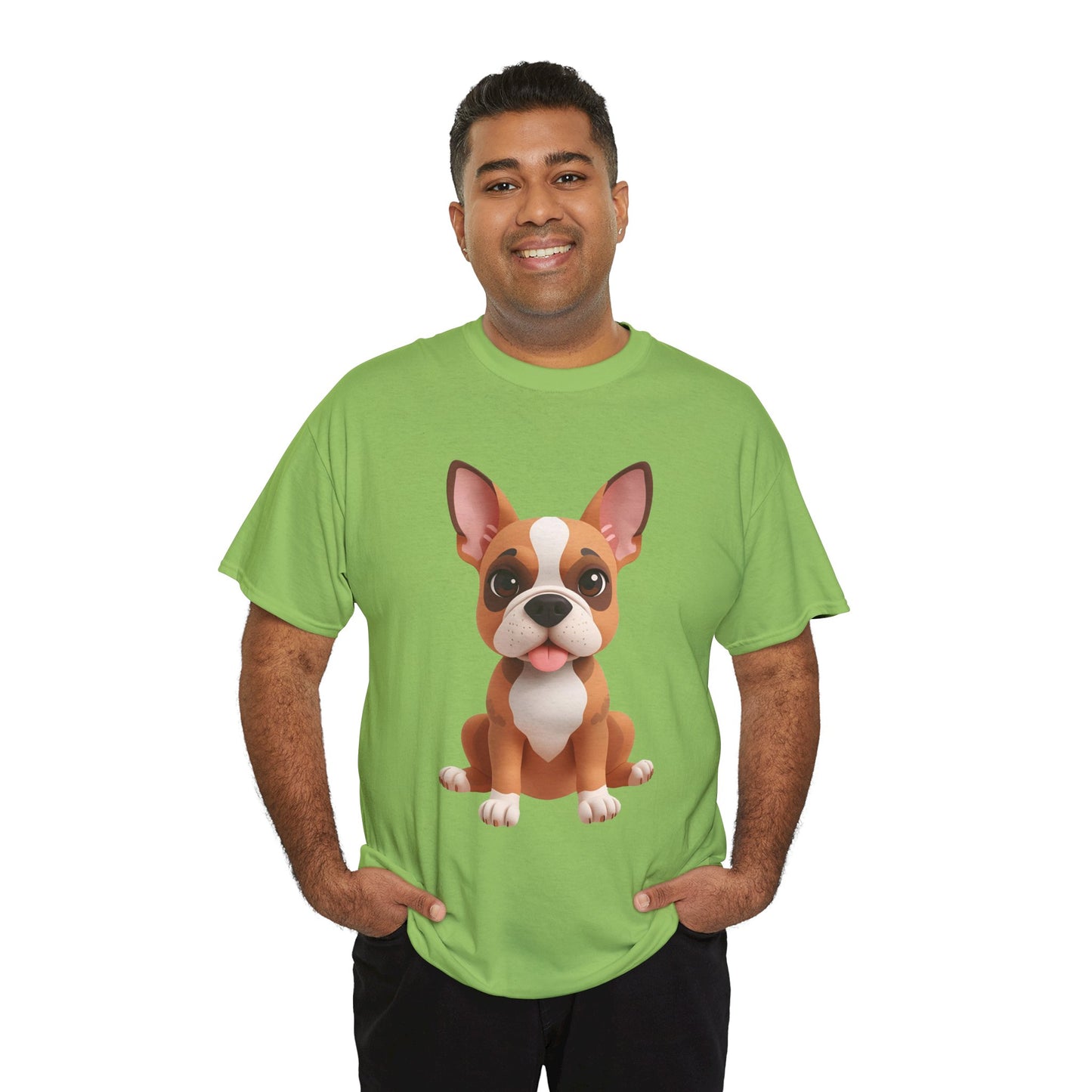 Cute 3D French Bulldog T-Shirt Unisex Heavy Cotton Tee, Dog Lover Gift