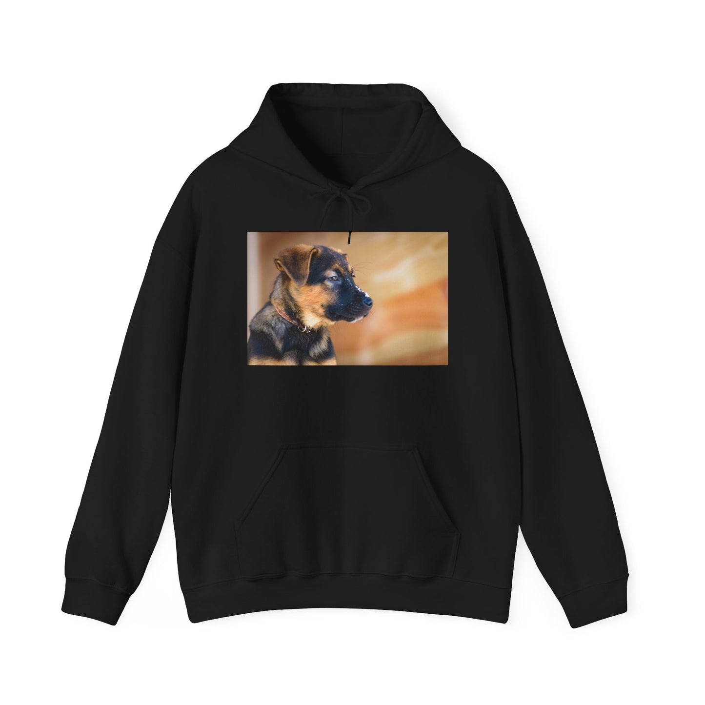 A Unisex Dog Lover Hoodie With a and Red German Shepherd Puppy With Floppy Ears