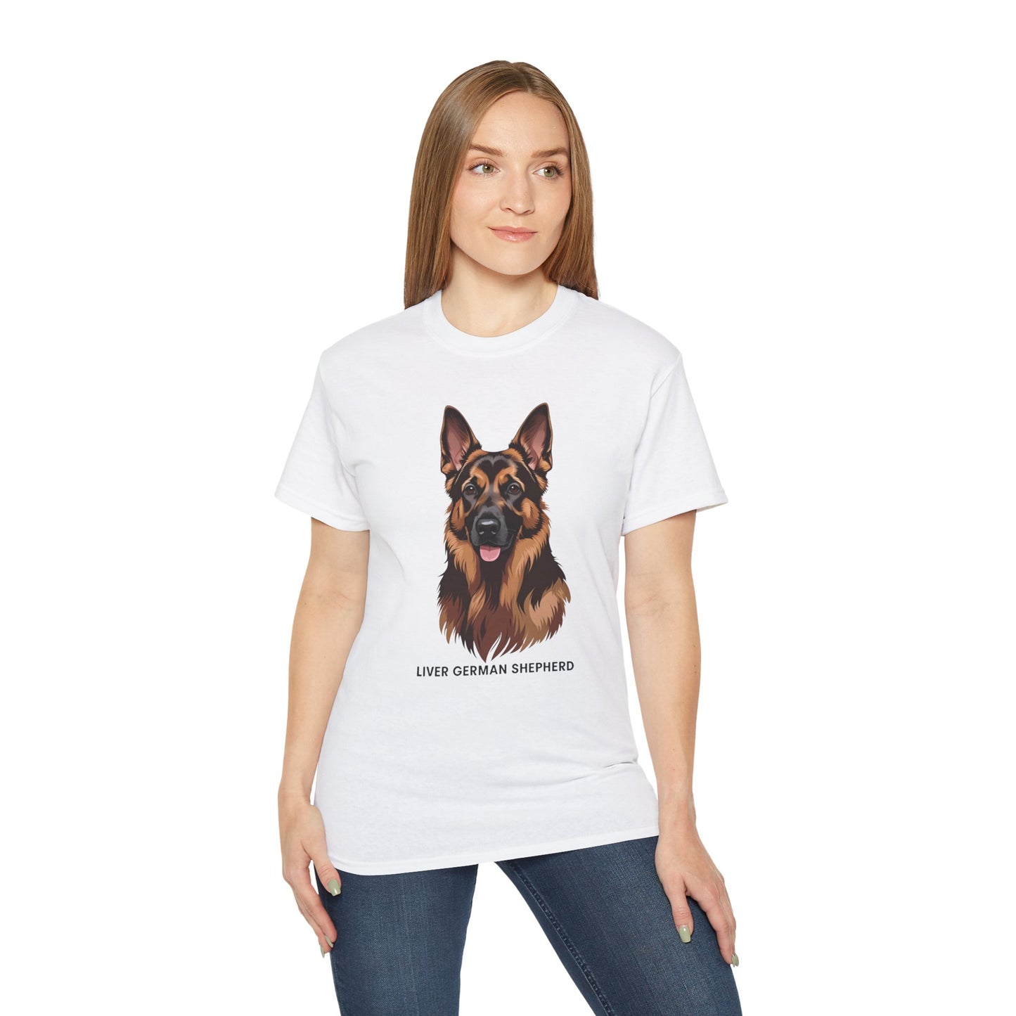 Liver German Shepherd Tee, Dog Lover Shirt, Pet Owner Gift, Animal Print T-Shirt, Unisex Graphic Tee, Birthday Present for Dog Lovers