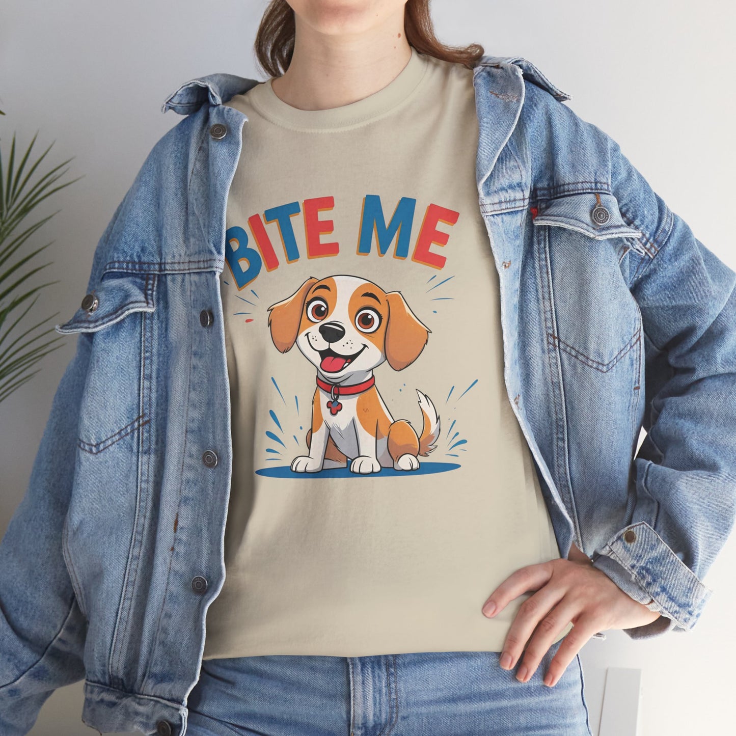 Playful Dog Lover Tee, Bite Me Unisex Cotton T-Shirt for Dog Trainers, Funny Gift for Dog Lovers, Cute Dog Apparel