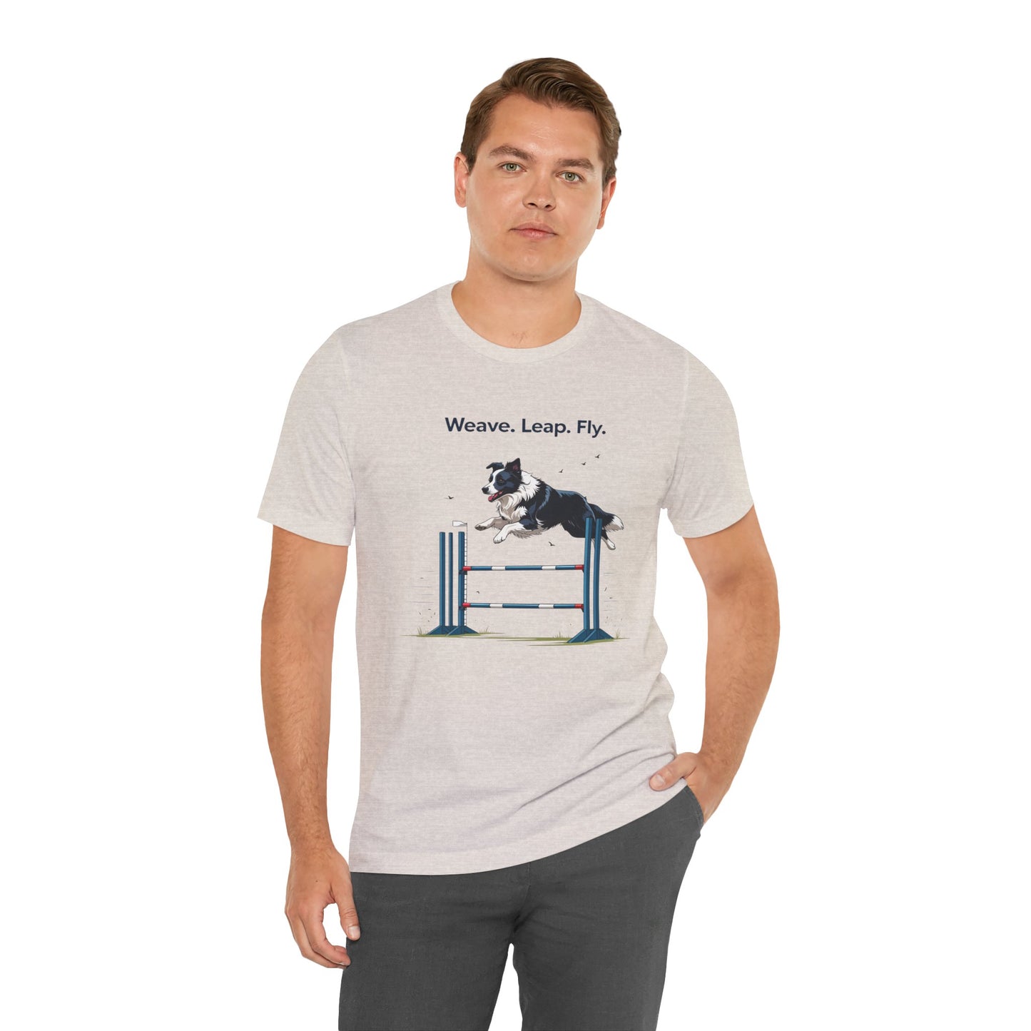 Dog Agility Spirit T-Shirt, Weave Leap Fly Tee, Gifts for Dog Lovers, Pet Enthusiasts, Animal Lovers T-Shirt, Casual Wear, Dog Show Gear