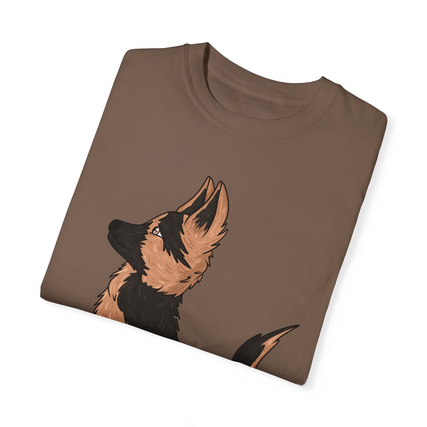 Unisex Dog Lover T-Shirt With a Graphic of Cute German Shepherd Puppy Looking Upward