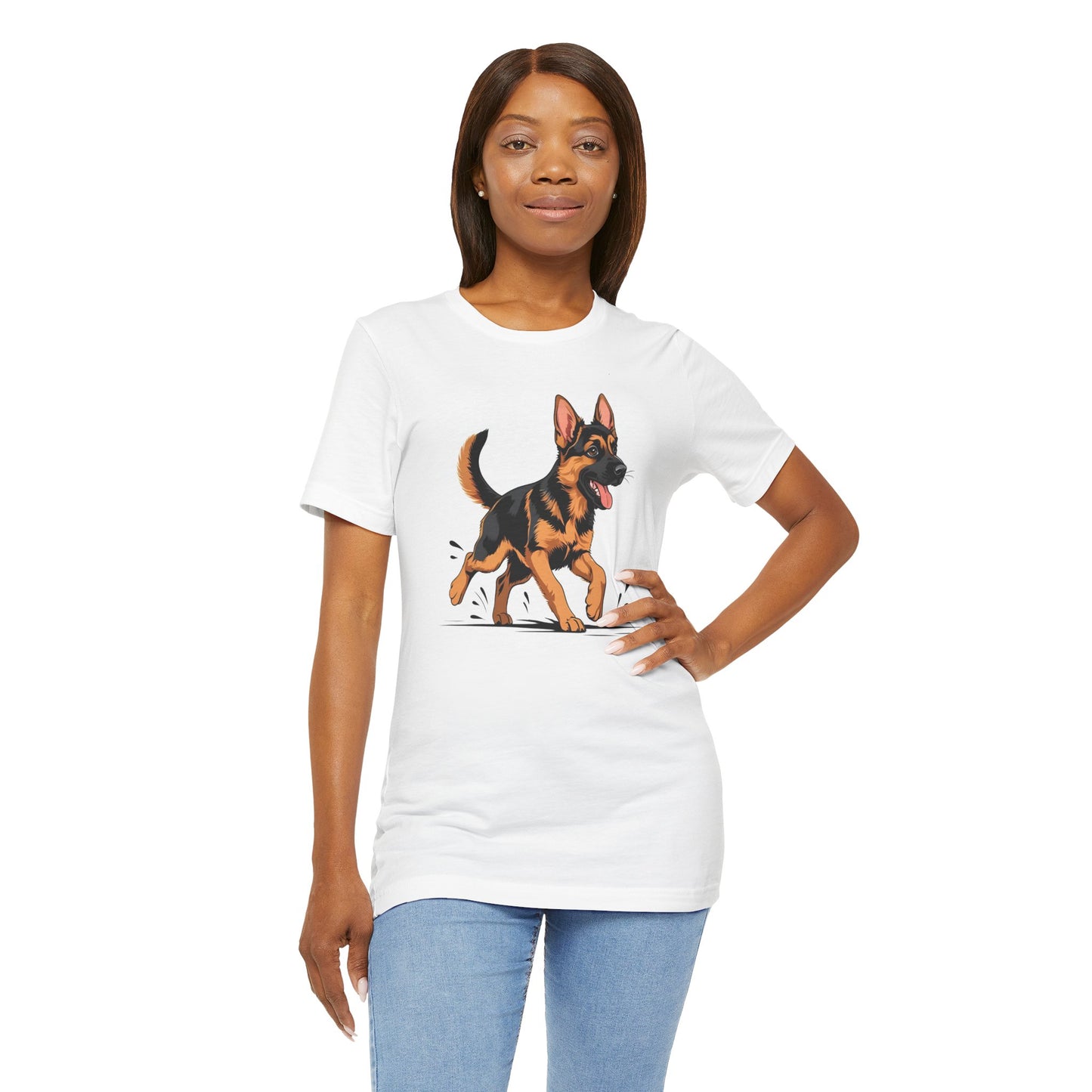 Playful German Shepherd Puppy Tee, Cute Dog Lover Gift, Pet Owner Shirt, Fun Animal Apparel, Unisex T-Shirt for Dog Enthusiasts