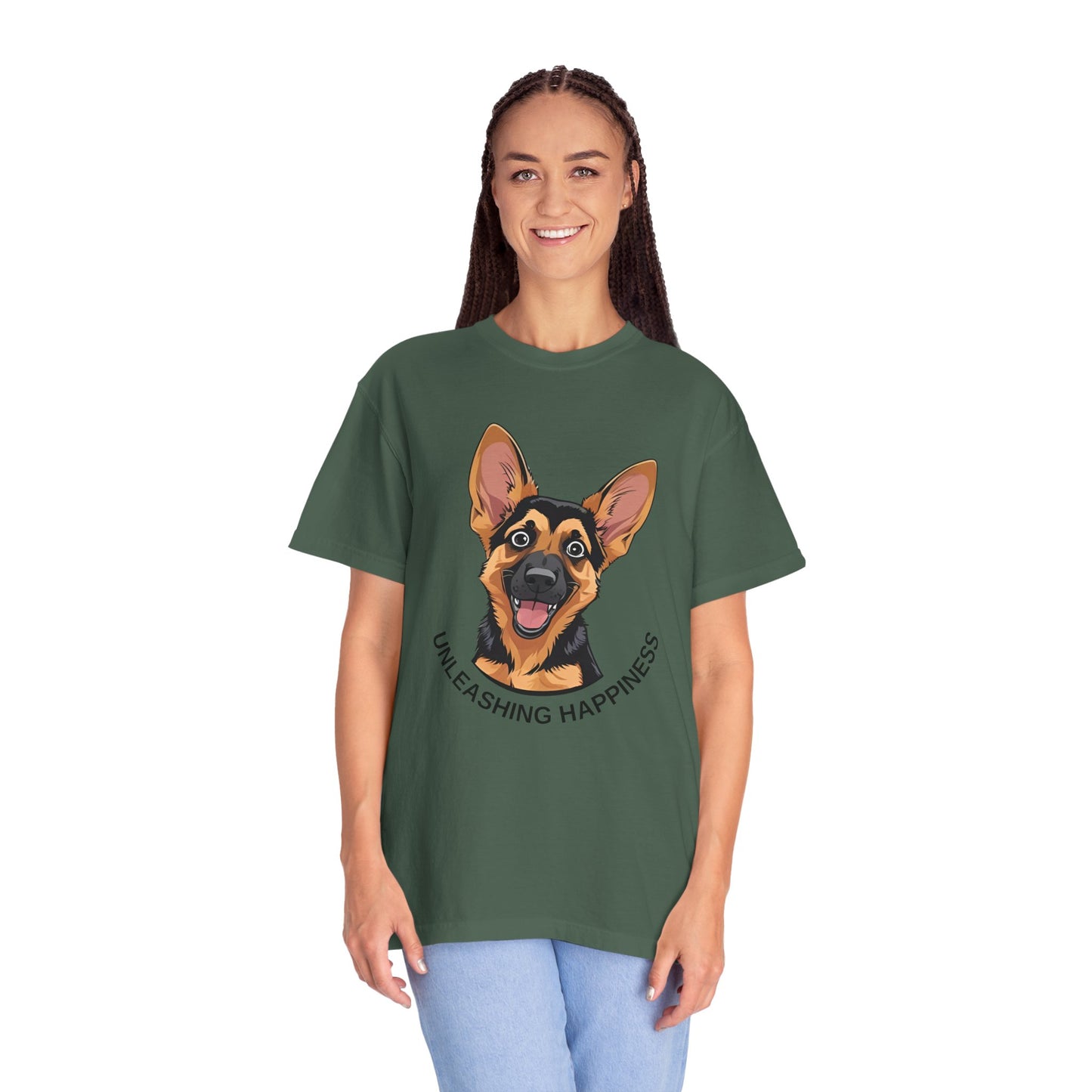 Happy Dog Graphic Tee, Unisex German Shepherd Puppy T-Shirt - Unleashing Happiness, Pet Lover Gift, Animal Lovers Apparel, Unique Dog Lover Shirt