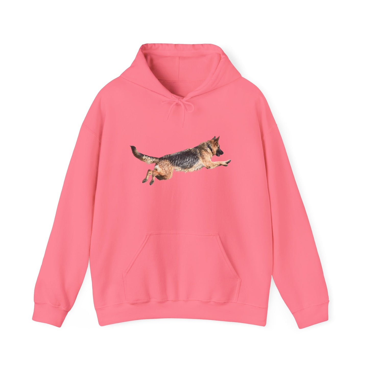 Unisex Dog Lover Hoodie With a Wet German Shepherd Jumping in the Air