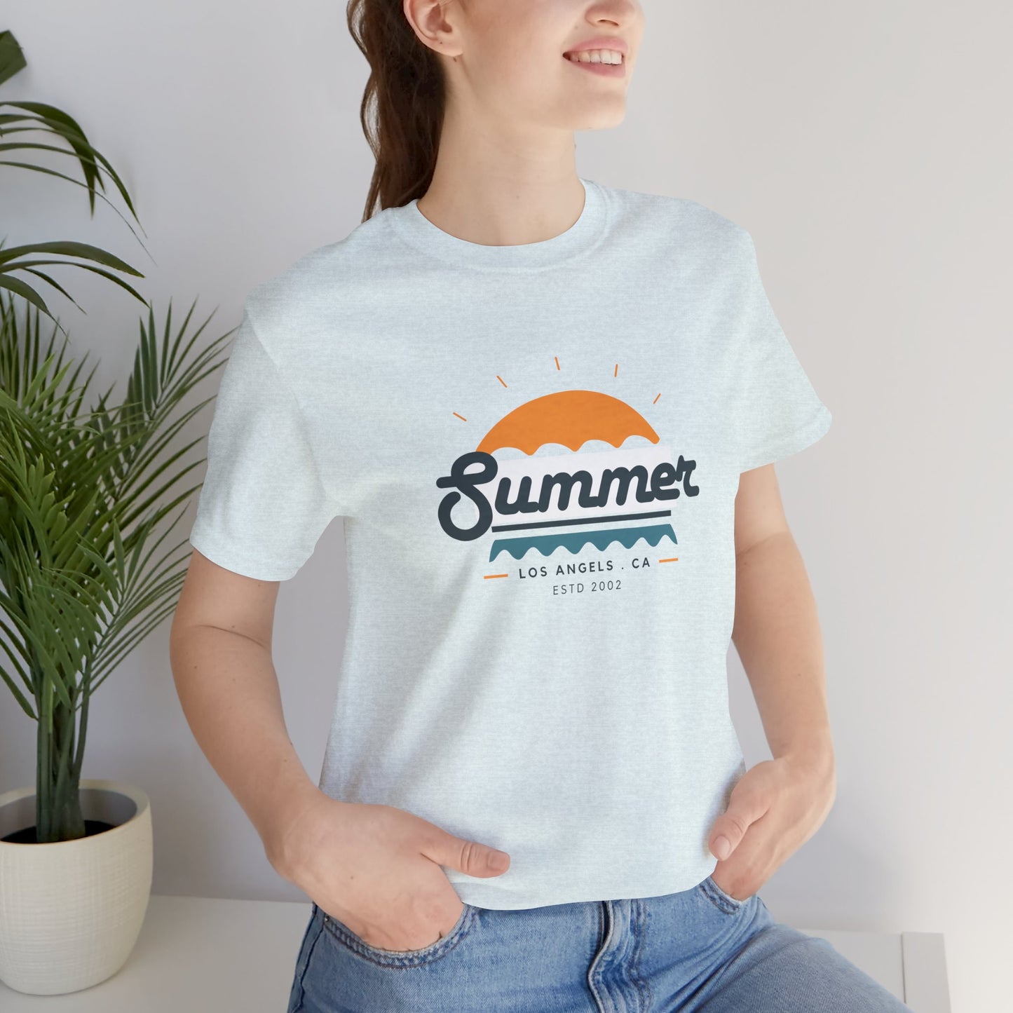 Summer Vibes Unisex Jersey Short Sleeve Tee, Beach Shirt, Casual Summer Wear, Gift for Friends, Coastal Adventure Top, LA Style Tee