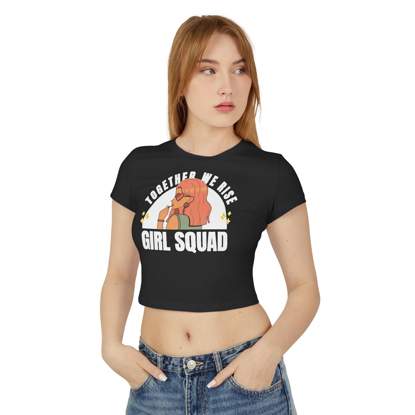 Women's Baby Tee: 'Together We Rise' Graphic Tee, Cute Summer Top, Gift for Friends, Casual Wear, Girl Squad Apparel, Trendy Graphic Shirt