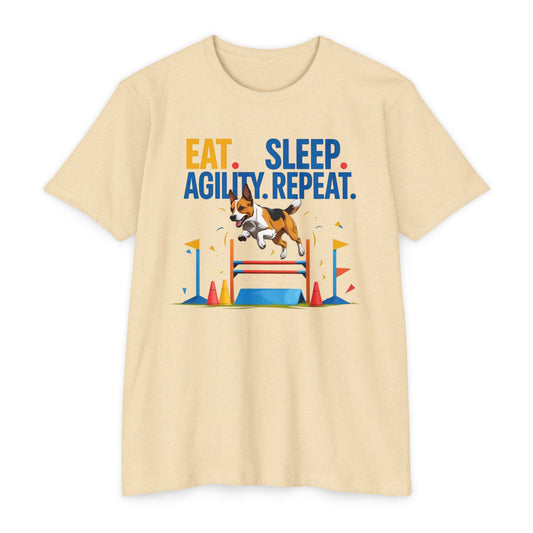 Unisex Agility Dog Lover T-shirt, Eat Sleep Agility Repeat Shirt, Pet Owner Gift, Dog Agility Apparel