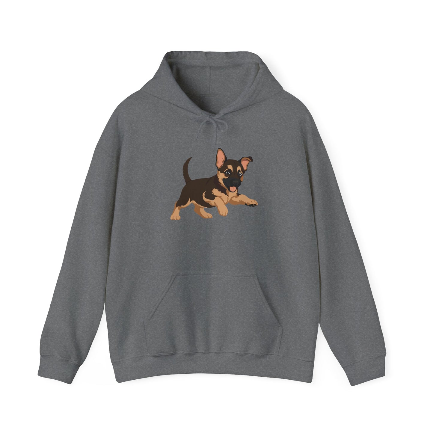 Unisex Dog Lover Hoodie With a Graphic of Cute Playing German Shepherd