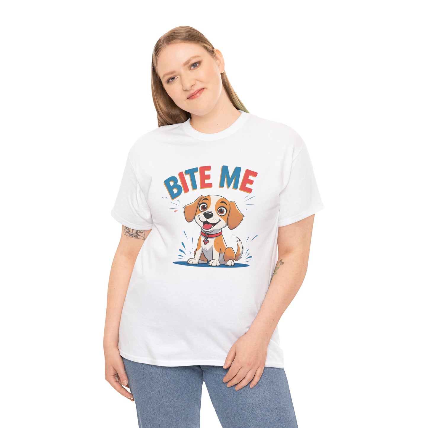 Playful Dog Lover Tee, Bite Me Unisex Cotton T-Shirt for Dog Trainers, Funny Gift for Dog Lovers, Cute Dog Apparel