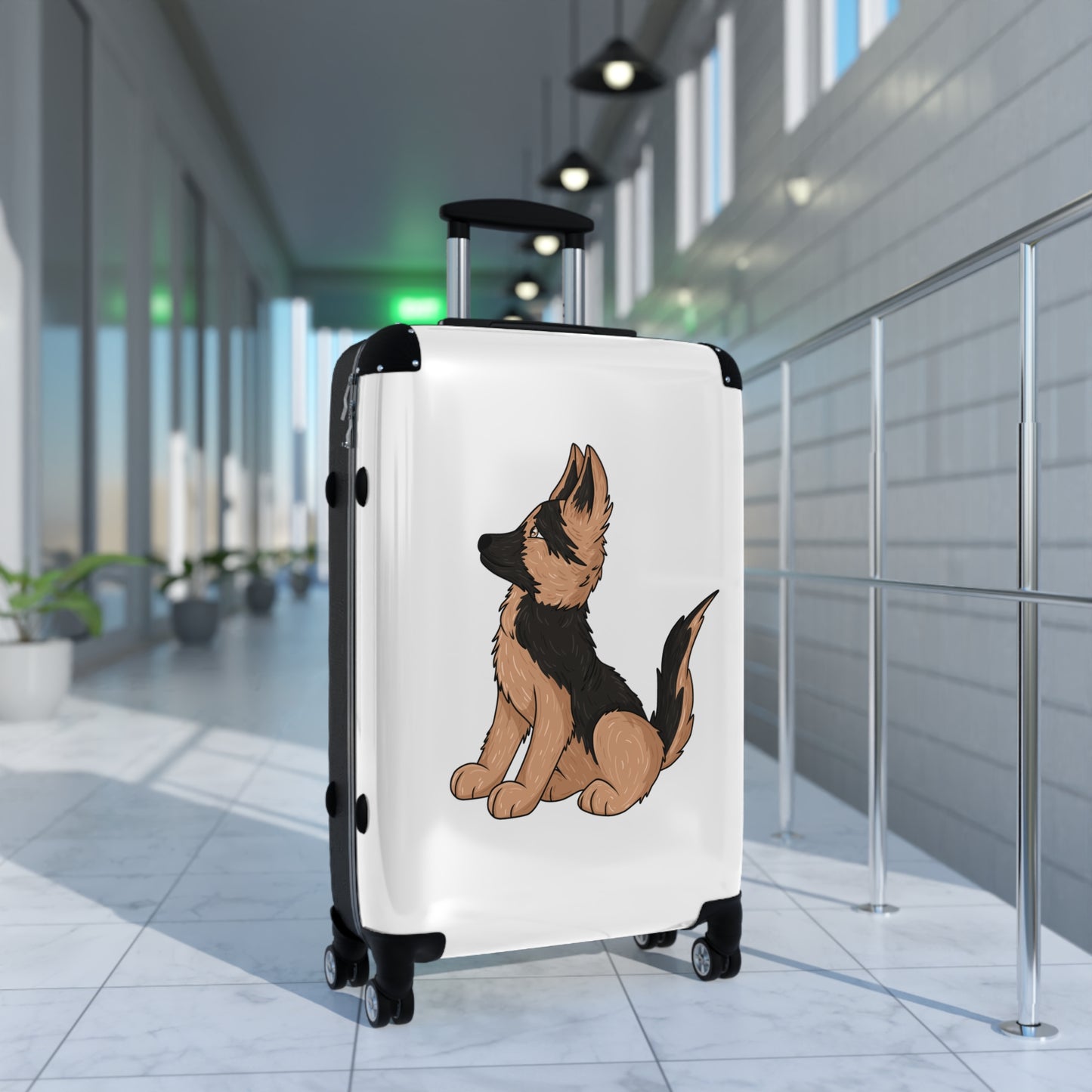 Personalized Dog Lover Suitcase - Featuring Cute German Shepherd Puppy Looking Upward