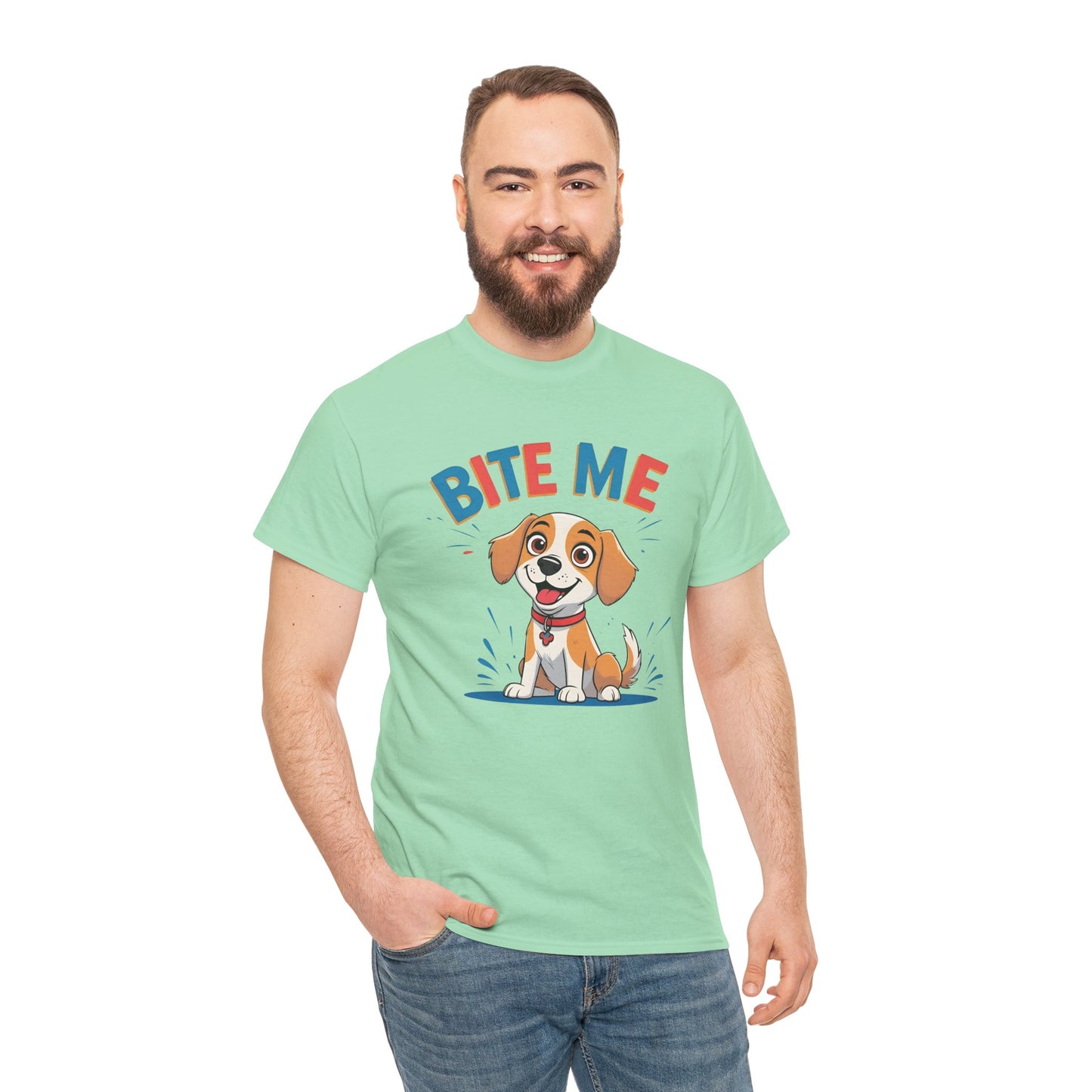 Playful Dog Lover Tee, Bite Me Unisex Cotton T-Shirt for Dog Trainers, Funny Gift for Dog Lovers, Cute Dog Apparel