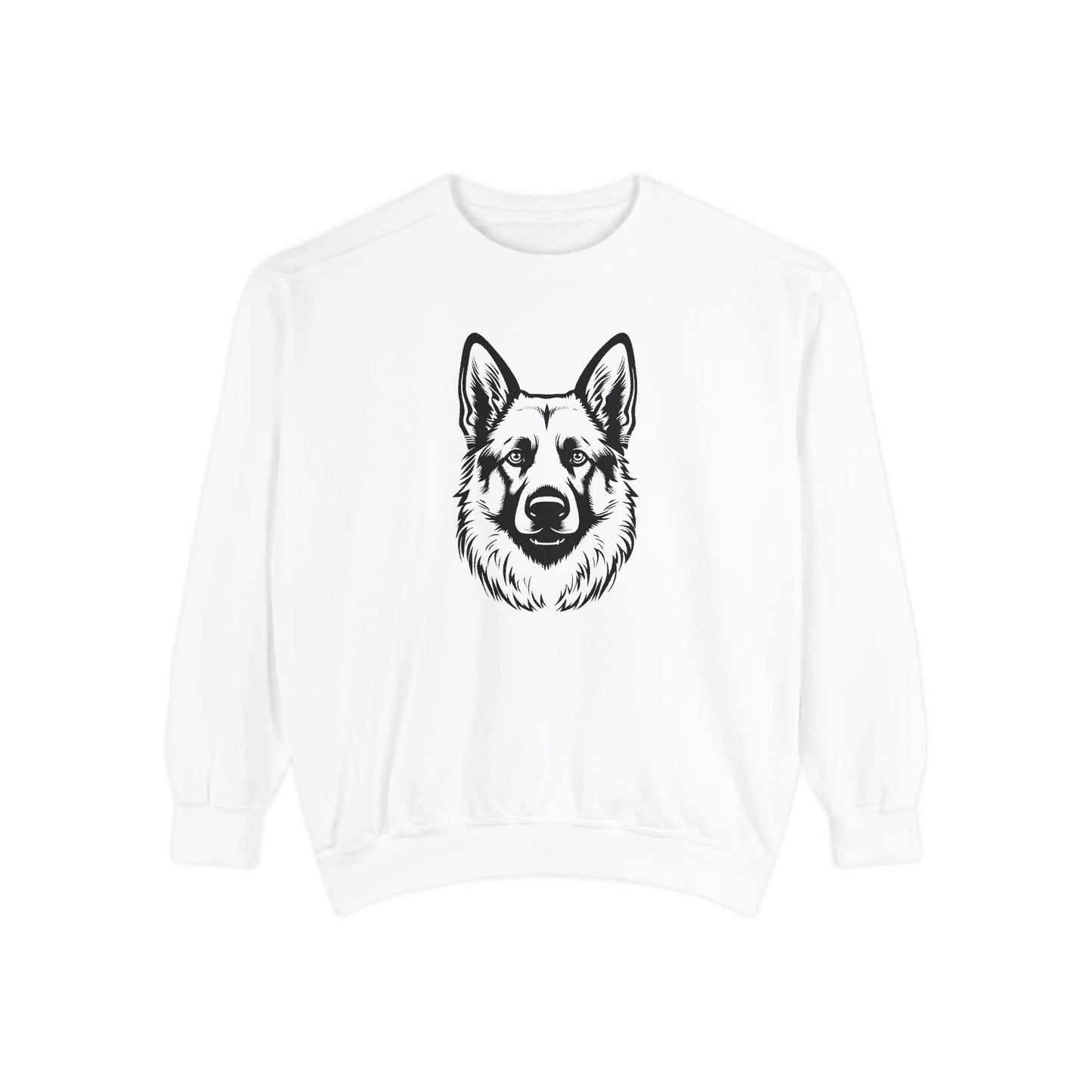 Unisex Dog Lover Sweatshirt With a Close Up Graphic of Black and Transparent German Shepherd