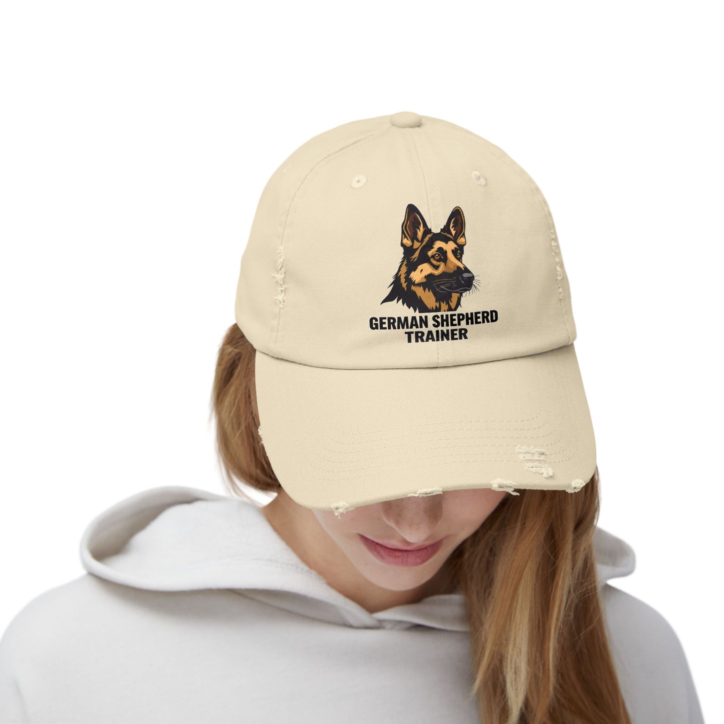 German Shepherd Trainer Cap | Distressed Hat for Dog Lovers | Perfect Gift for Pet Trainers
